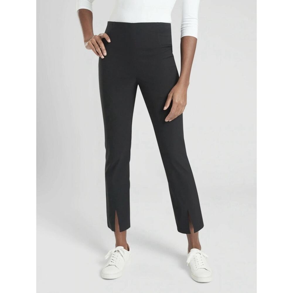 Athleta Womens 6 Wander Slim Pants Ankle Slit Crop Black Stretch Career Travel